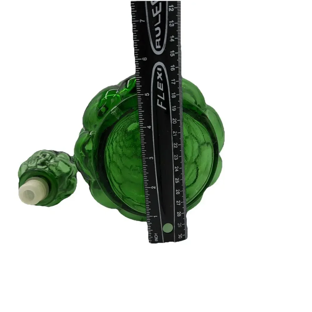 Vintage Italian Green Glass Genie Bottle Bulging Bubble Stopper MCM 60s 70s